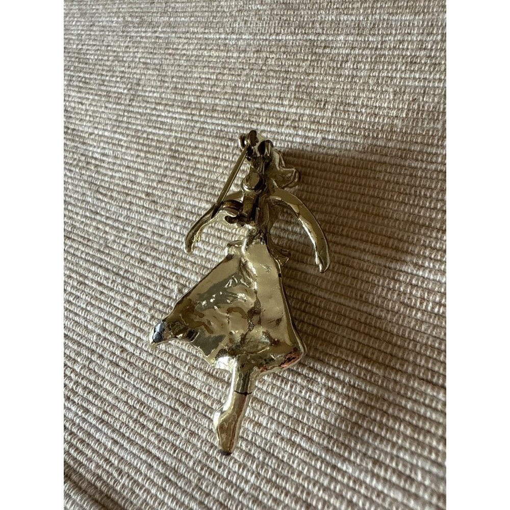 Vintage Mexican Dancer Brooch Pin Silver Tone Fiesta Skirt Enamel Accents - Picture 8 of 12